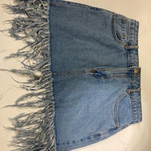 Shredded Jean Skirt